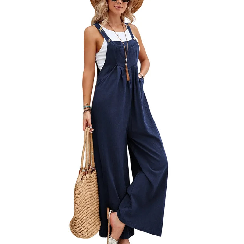 Arlei | Women Relaxed Wide Leg Jumpsuit Sleeveless V-Neck Summer Chic 3