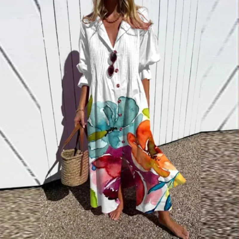 Beach Boho V-Neck Layered Midi Dress | Rhea 5