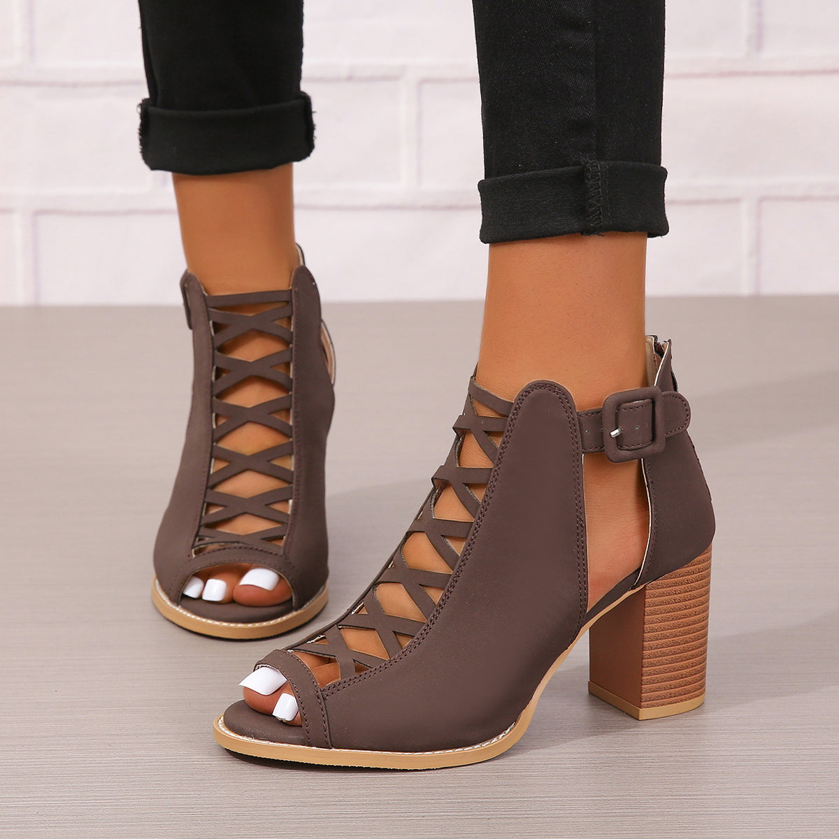 Katia | Women Ankle Boots Lace Up Chunky Heel Elegant Casual Boots 10