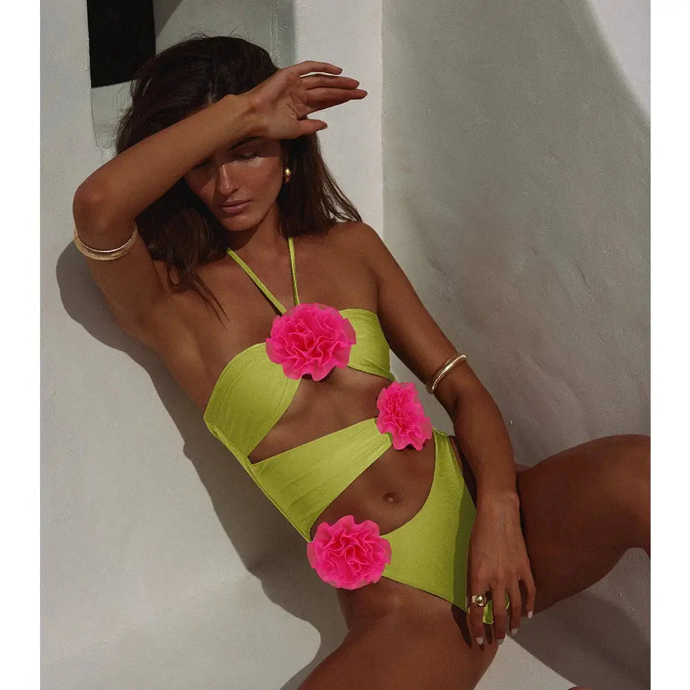 Lena | Womens Elegant Scoop Neck High-Cut Tummy Control One-Piece Swimsuit 1