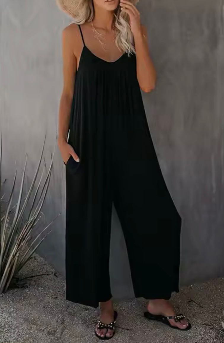 Luna | Relaxed Wide Leg Summer Jumpsuit with Pockets Elegant V-Neck Sleeveless Romper Comfortable Boho Casual One-Piece 7
