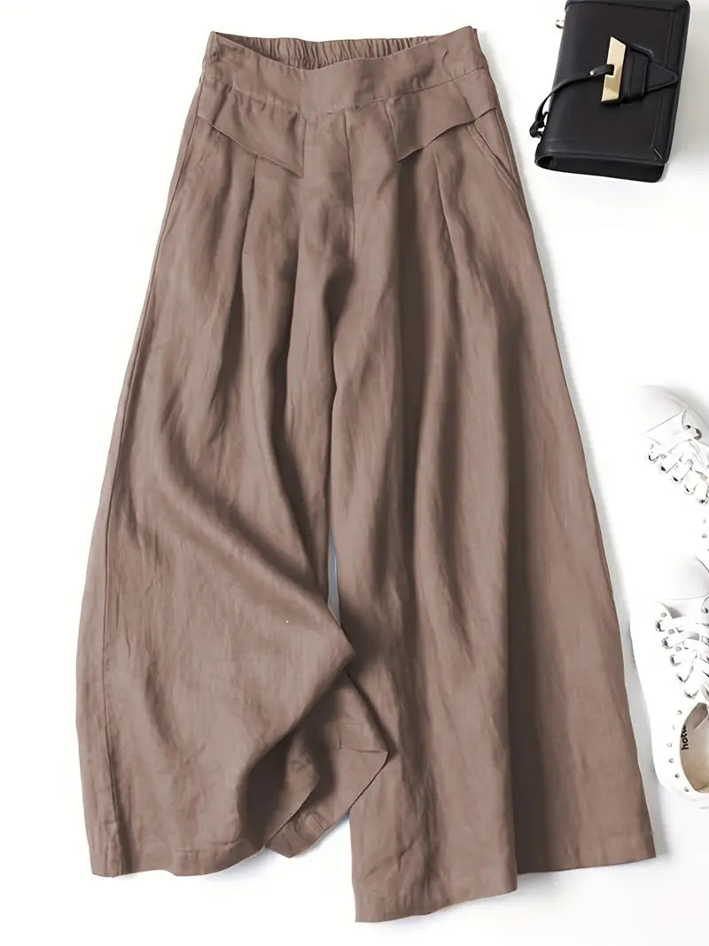 Aria | Women High Waist Wide Leg Relaxed Fit Linen Casual Pants 5