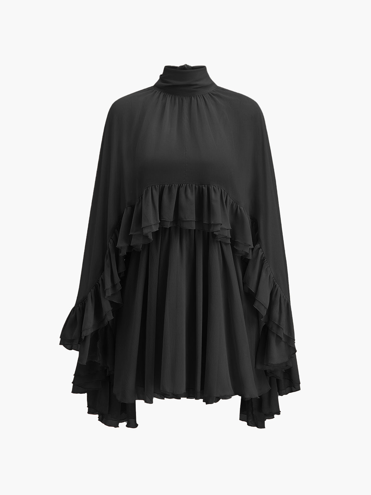 Seraphina | Mock Neck Chiffon Ruffle Short Length Mini Dress for Cocktail Parties 13