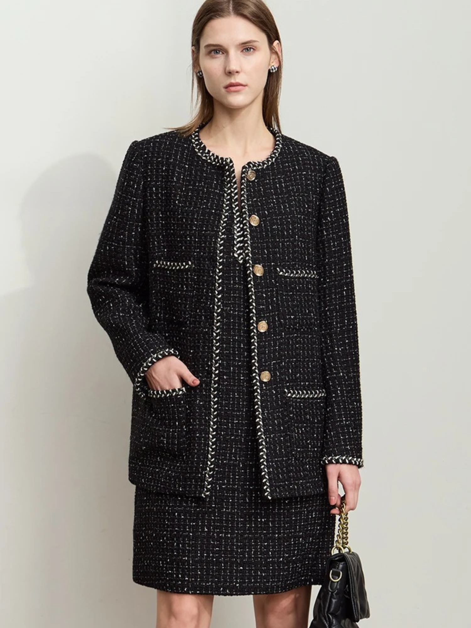 Sophia | Elegant Long Black Wool Coat for Women 0