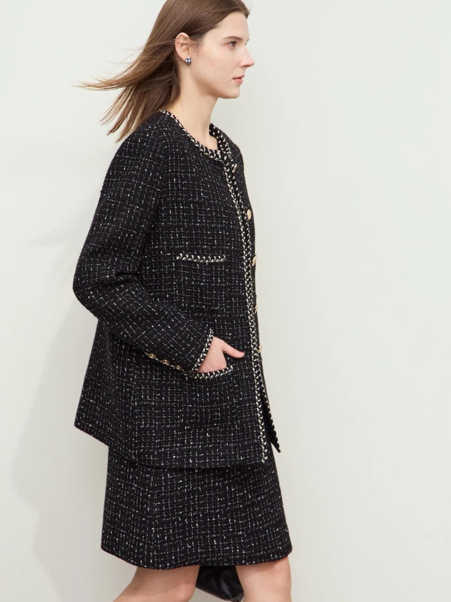 Sophia | Elegant Long Black Wool Coat for Women 2