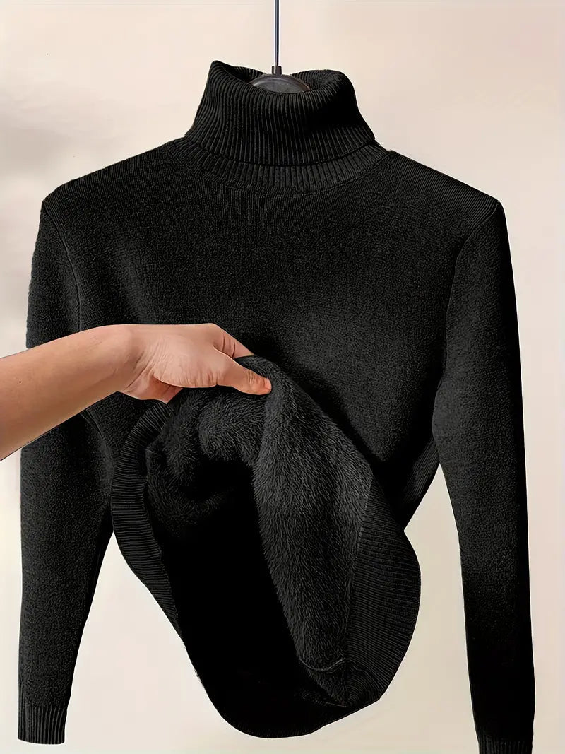 Sweater | Ribbed Knit – Black Turtleneck – Women – Winter 1