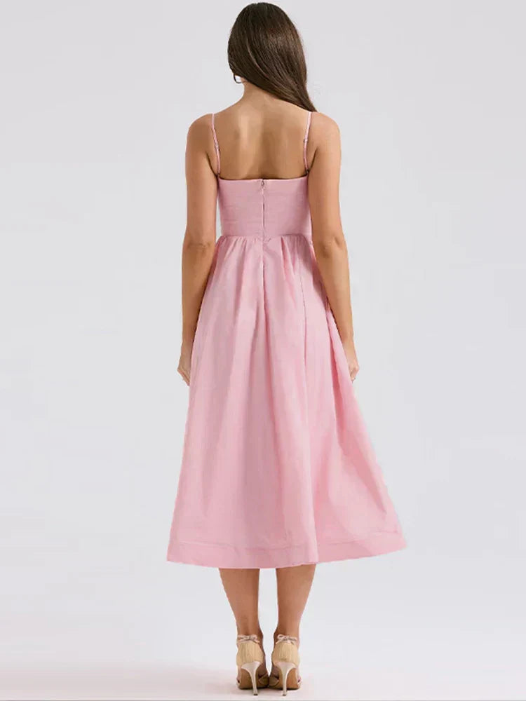Wedding Guest Chiffon Scoop Neck Fitted Midi Dress | Mira 6