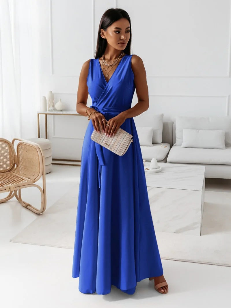 Elara | Women Maxi Dress Wrap Design Sleeveless Flattering Formal 4