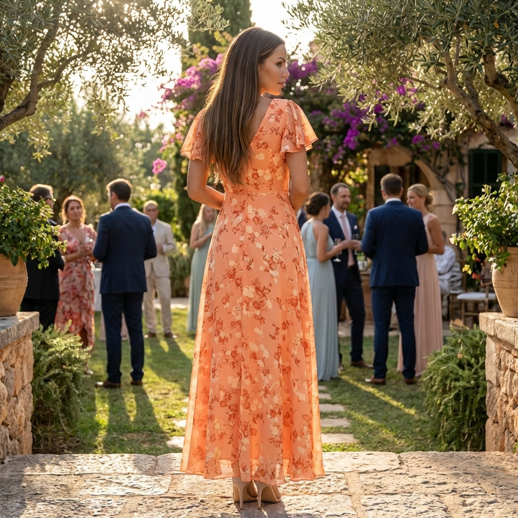 Liora | Womens Floral Maxi Dress Elegant Flutter Sleeve V-Neck Boho Flowy Wedding Guest Summer Beach 10