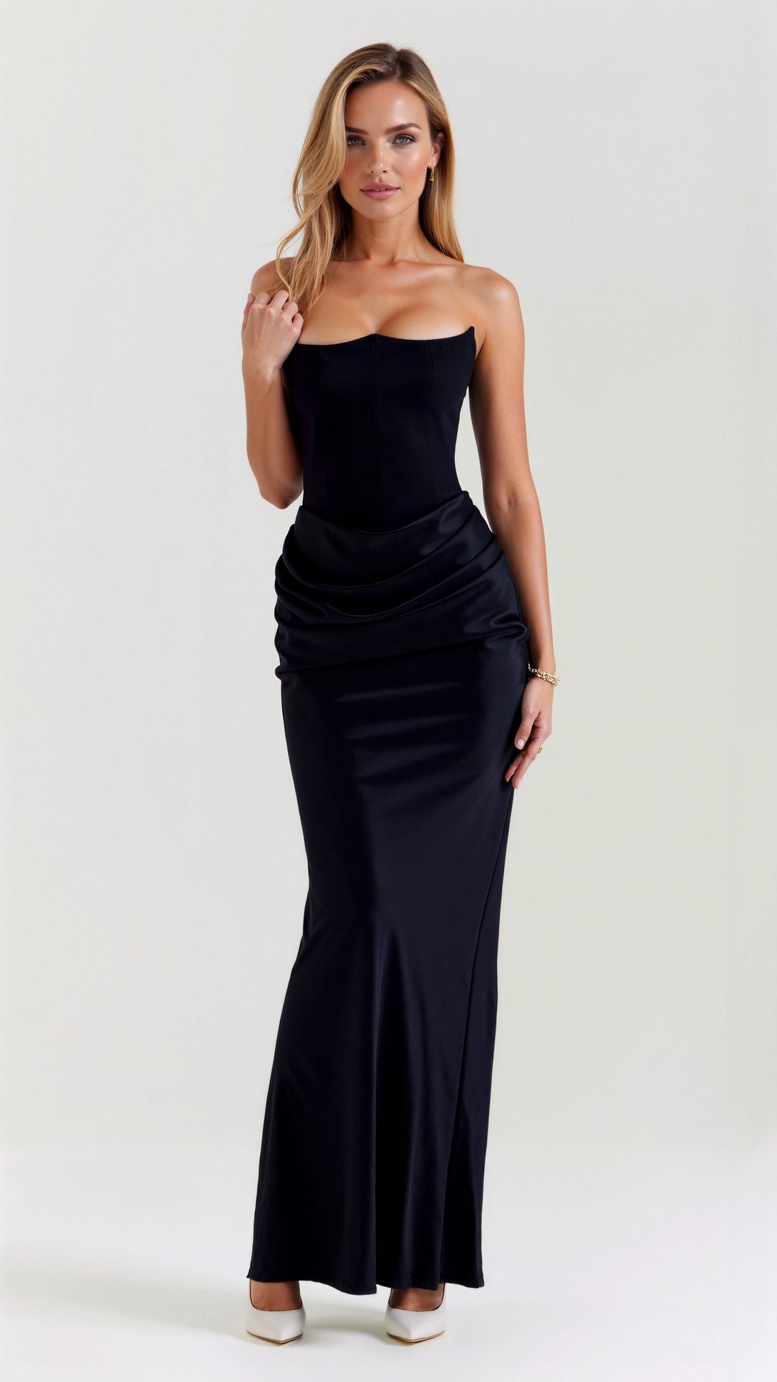 Alice | Womens Wedding Guest Satin Column Sleeveless Fitted Design Maxi Dress 1