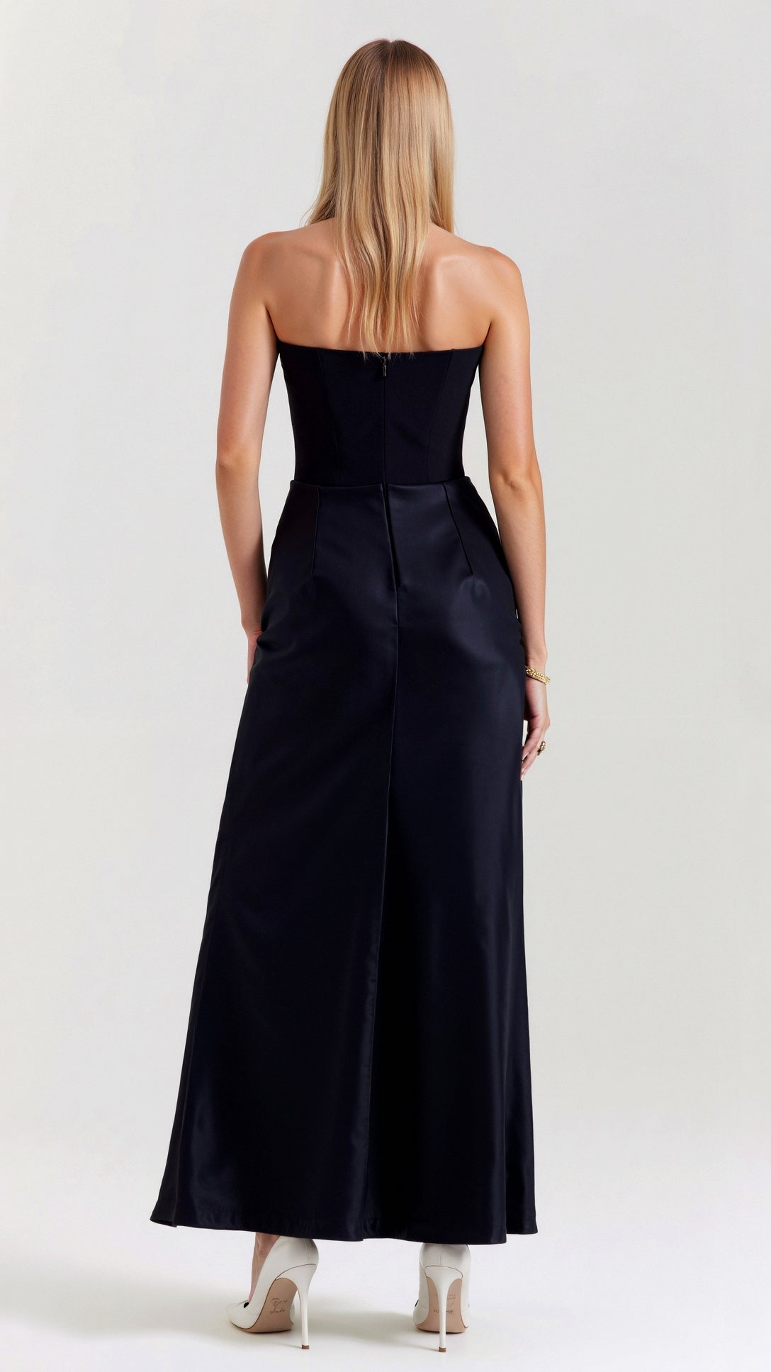 Alice | Womens Wedding Guest Satin Column Sleeveless Fitted Design Maxi Dress 2