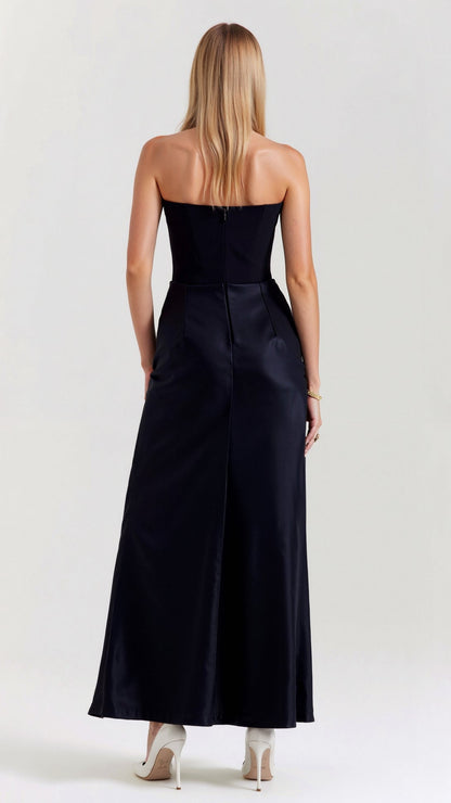 Alice | Womens Wedding Guest Satin Column Sleeveless Fitted Design Maxi Dress 2