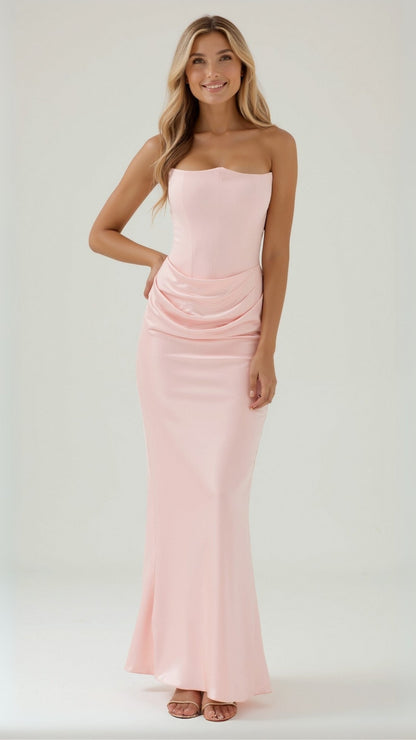 Alice | Womens Wedding Guest Satin Column Sleeveless Fitted Design Maxi Dress 11