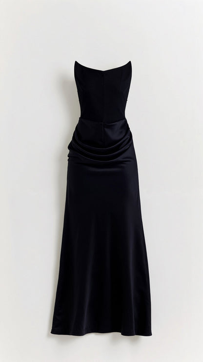 Alice | Womens Wedding Guest Satin Column Sleeveless Fitted Design Maxi Dress 3