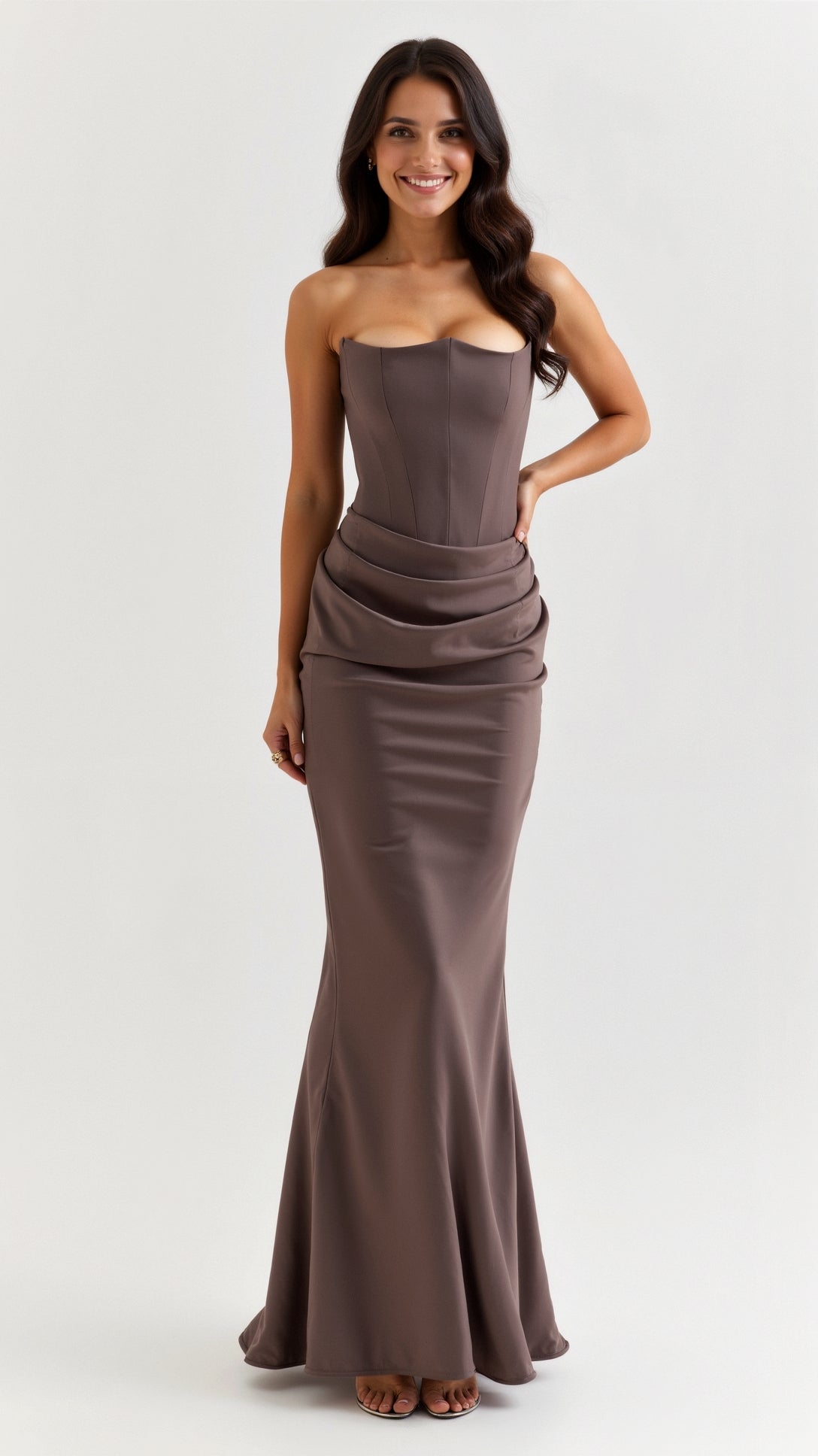 Alice | Womens Wedding Guest Satin Column Sleeveless Fitted Design Maxi Dress 4