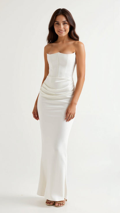 Alice | Womens Wedding Guest Satin Column Sleeveless Fitted Design Maxi Dress 10