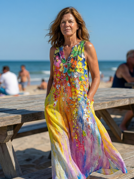 Alina |  Casual Everyday Lightweight Side-Pocket Maxi Beach Dress 1