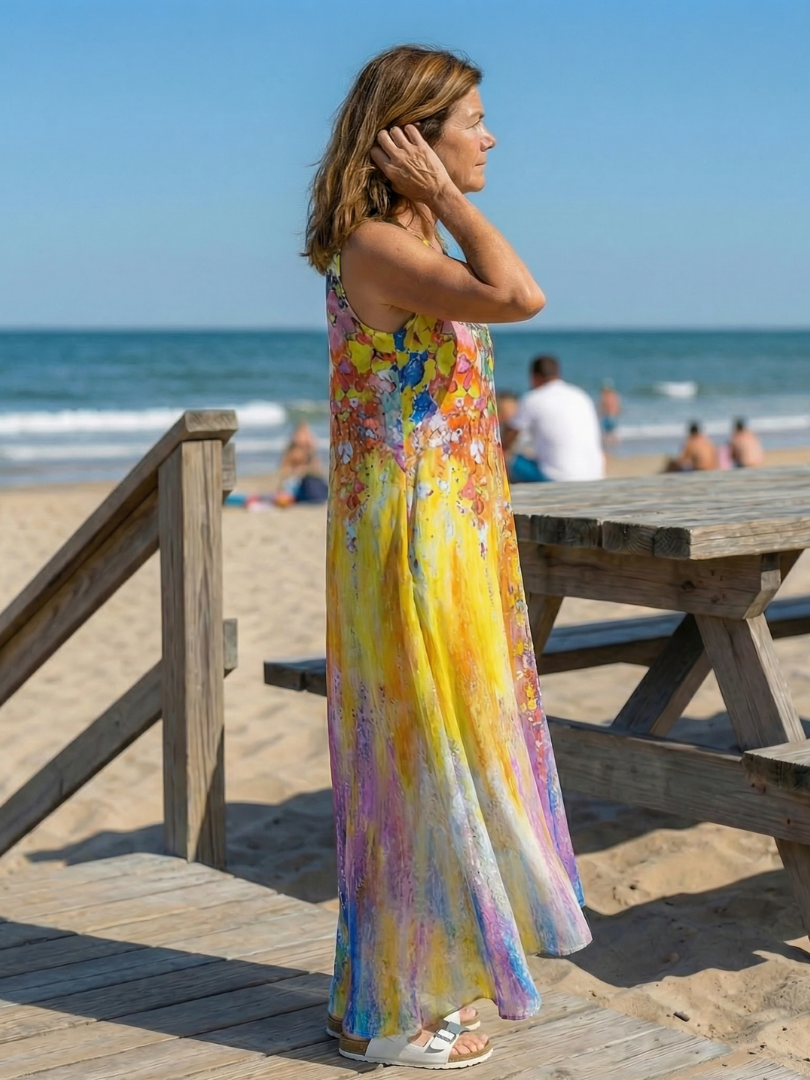 Alina |  Casual Everyday Lightweight Side-Pocket Maxi Beach Dress 2