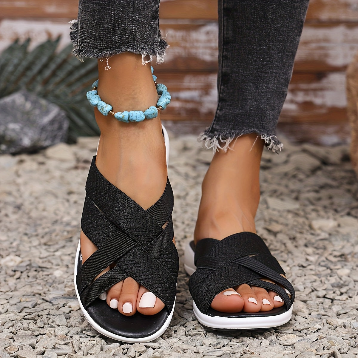 Aloise | Women Casual Sandals Open Toe Crisscross Straps Flat Everyday Sandals 3