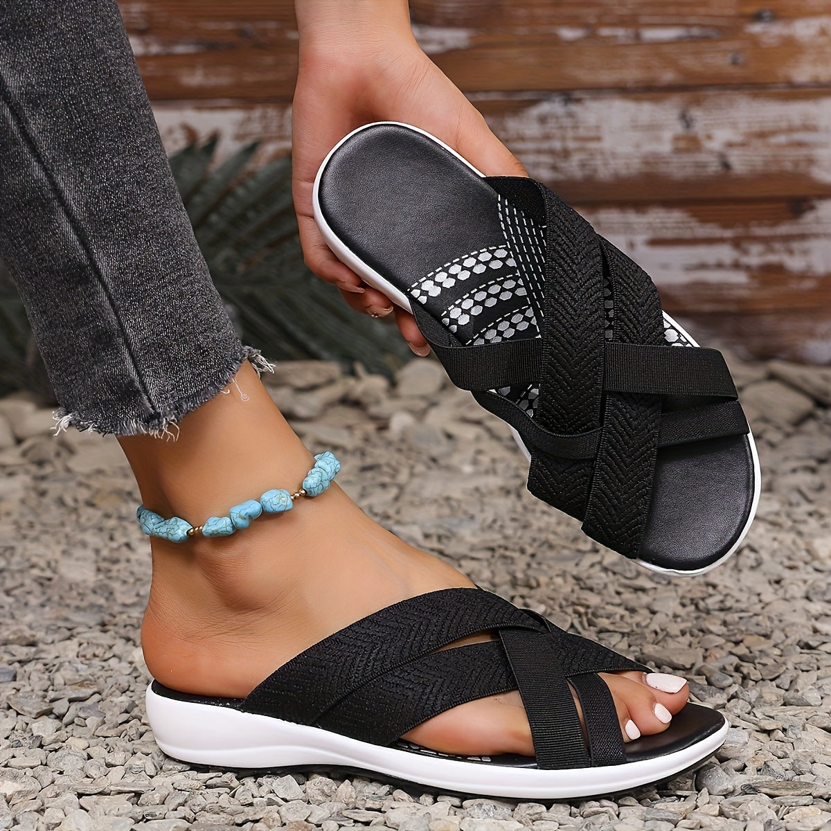 Aloise | Women Casual Sandals Open Toe Crisscross Straps Flat Everyday Sandals 4