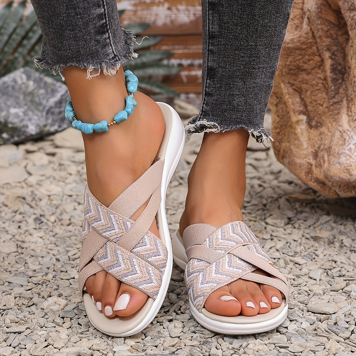 Aloise | Women Casual Sandals Open Toe Crisscross Straps Flat Everyday Sandals 8