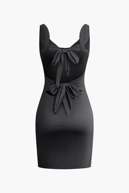Amara | Womens Cocktail Tie-Back Fitted Bodycon Mini Dress Side Slit Pleated 4