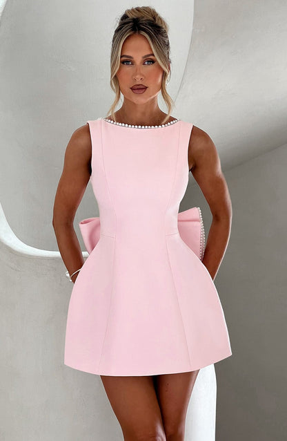 Amber | Womens Wedding Guest Satin Sleeveless Structured Tailored Mini Dress 1