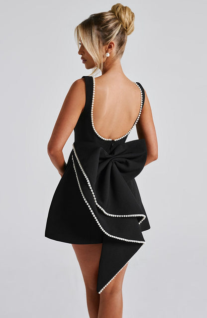 Amber | Womens Wedding Guest Satin Sleeveless Structured Tailored Mini Dress 5