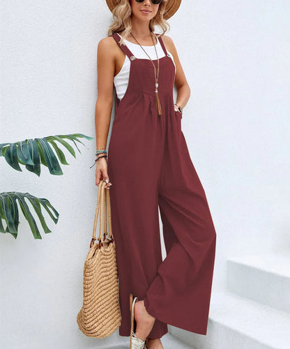 Arlei | Women Relaxed Wide Leg Jumpsuit Sleeveless V-Neck Summer Chic 2