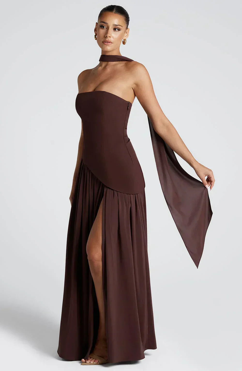 Liora | Women Maxi Dress Asymmetric Neck Fitted Sleeveless Formal 11