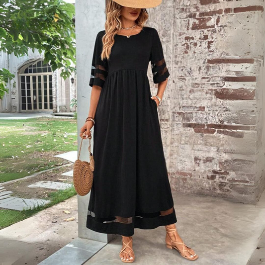Aubrey | Womens Cocktail Chiffon Cowl Neck Sleeveless Empire Waist Flowing Midi Dress 1