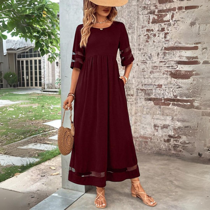 Aubrey | Womens Cocktail Chiffon Cowl Neck Sleeveless Empire Waist Flowing Midi Dress 2