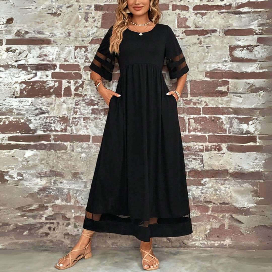 Aubrey | Womens Cocktail Chiffon Cowl Neck Sleeveless Empire Waist Flowing Midi Dress 4
