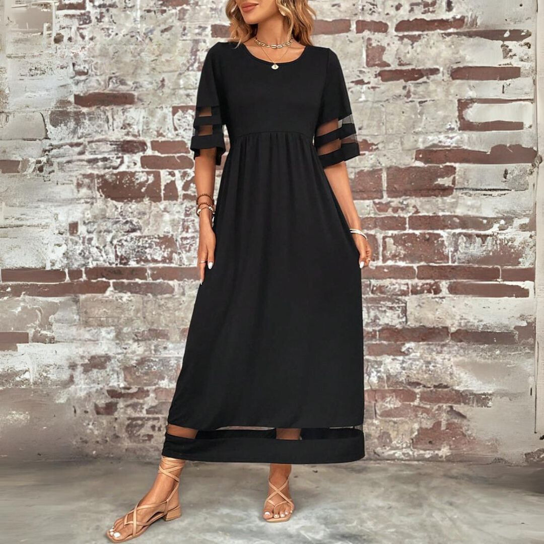 Aubrey | Womens Cocktail Chiffon Cowl Neck Sleeveless Empire Waist Flowing Midi Dress 5
