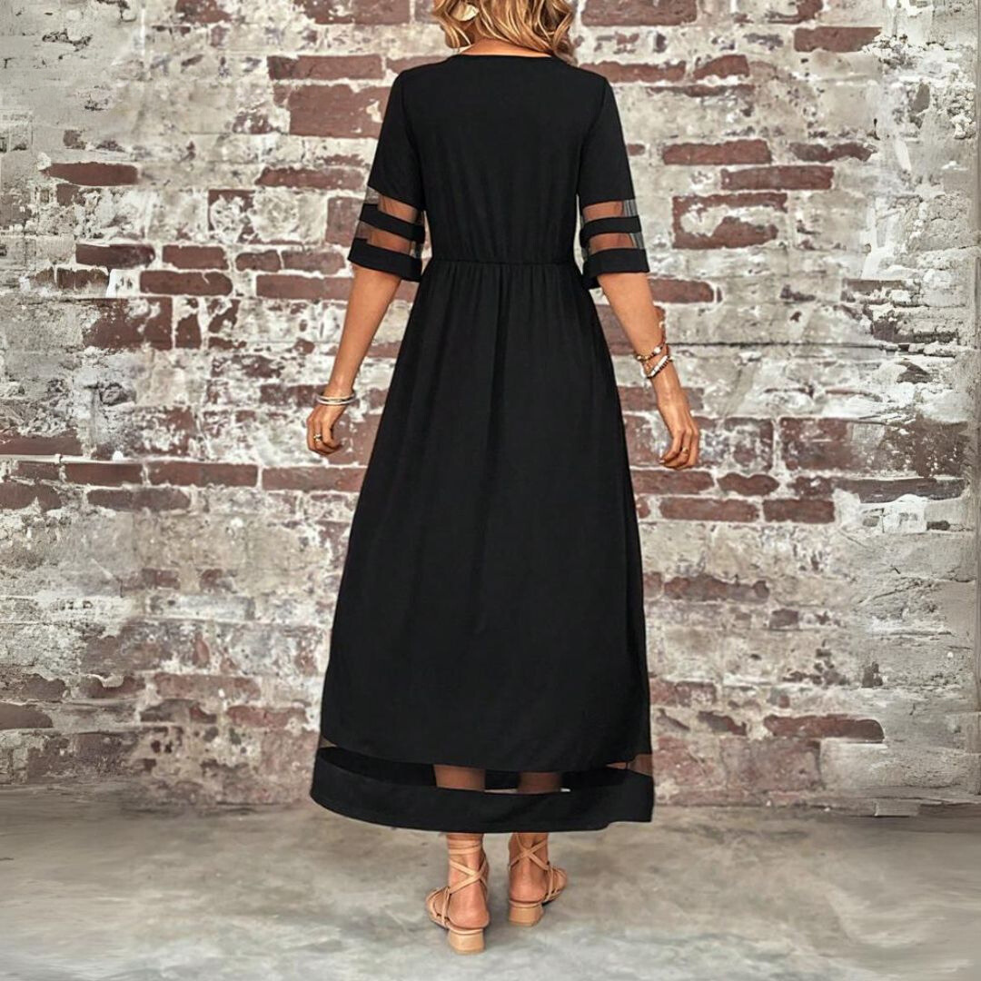 Aubrey | Womens Cocktail Chiffon Cowl Neck Sleeveless Empire Waist Flowing Midi Dress 6