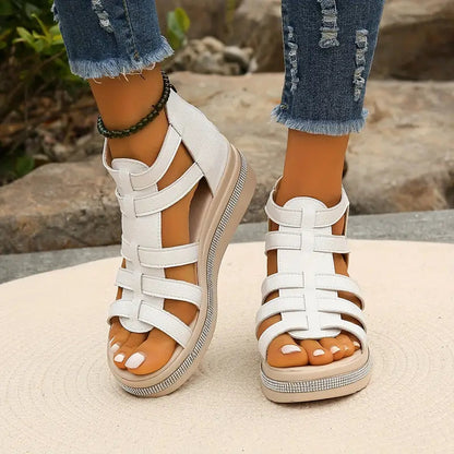 Axelle | Women Wedge Sandals Slip On Open Toe Rhinestone Elegant Summer Sandals 9