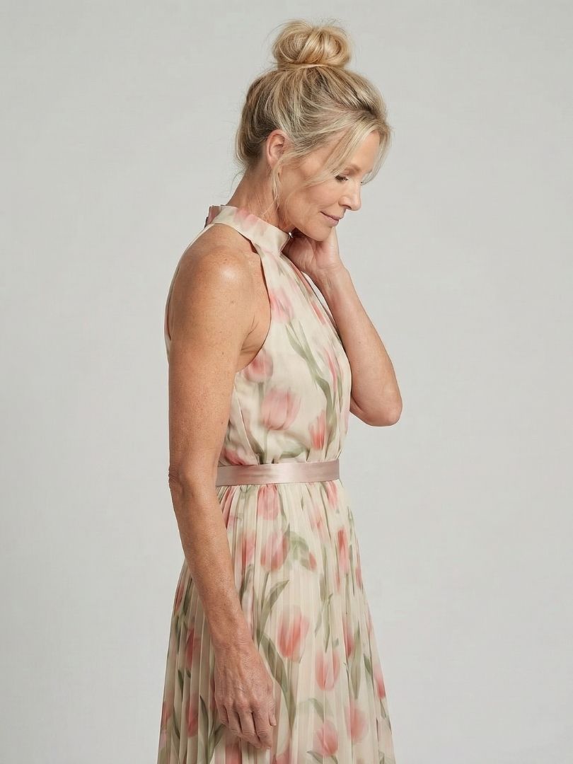 Ayla | Womens Summer Holiday Chiffon Belted Midi Dress 2