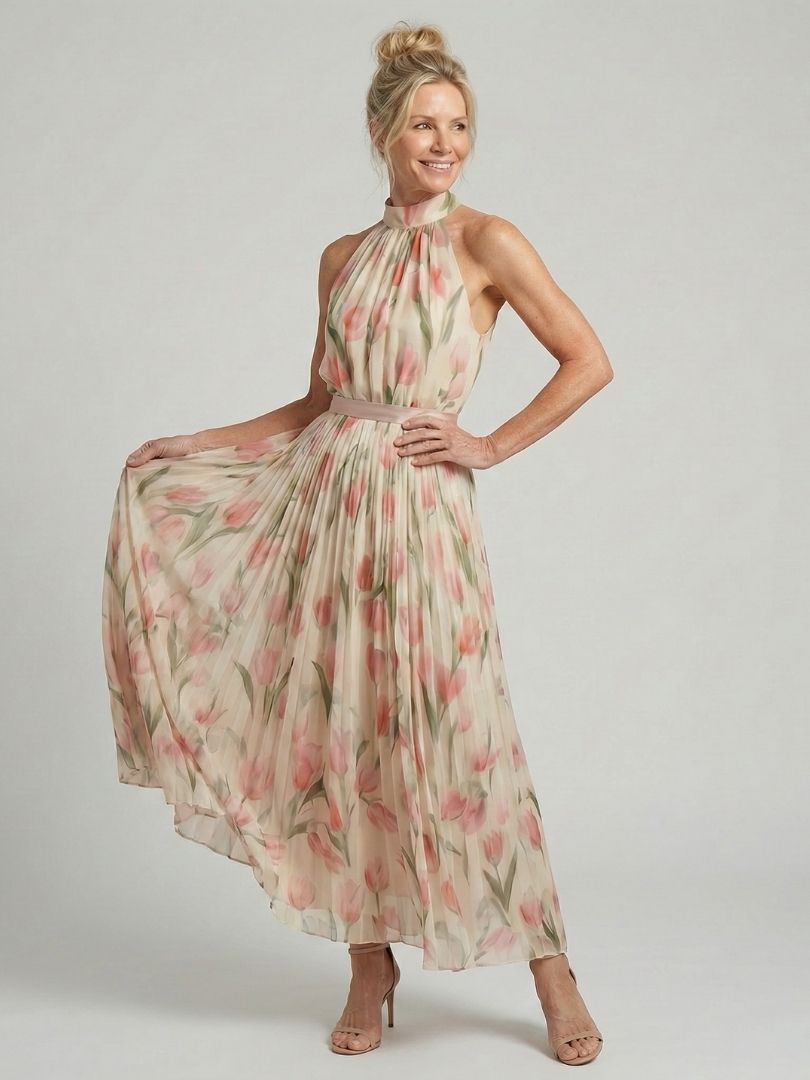 Ayla | Womens Summer Holiday Chiffon Belted Midi Dress 3