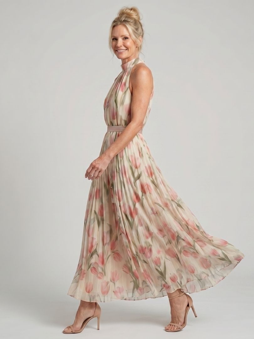 Ayla | Womens Summer Holiday Chiffon Belted Midi Dress 4