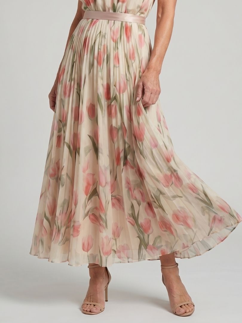 Ayla | Womens Summer Holiday Chiffon Belted Midi Dress 5