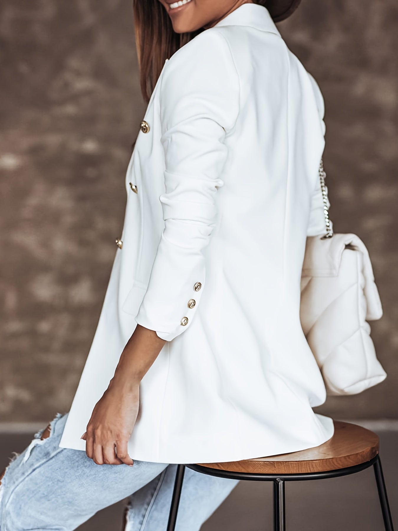 Liora | Women Tailored Double Breasted Structured Blazer with Gold-Toned Buttons and Slim Cut 6