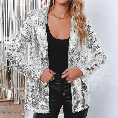 Liora | Women Tailored Sequin Button Closure Elegant Blazer 2