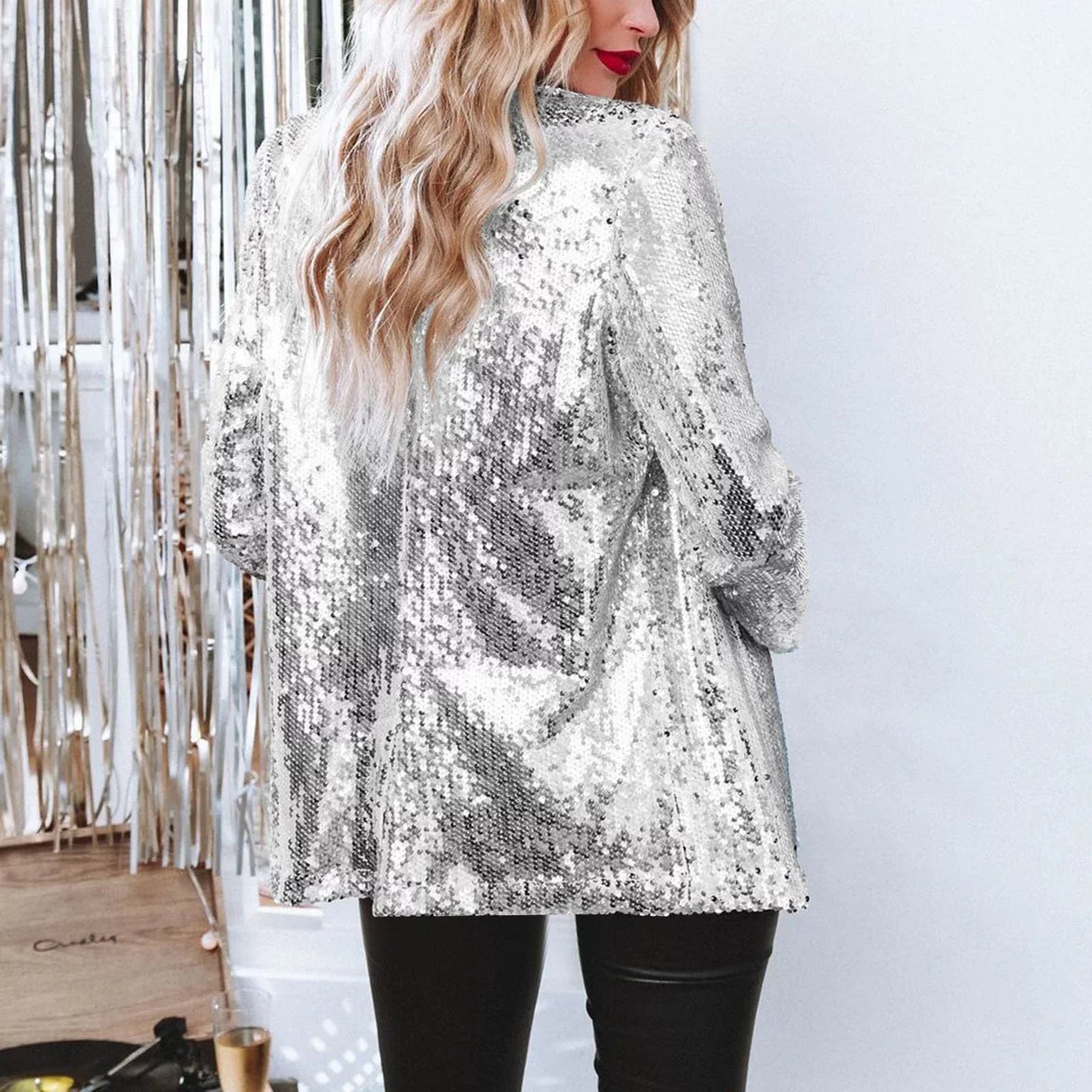 Liora | Women Tailored Sequin Button Closure Elegant Blazer 3