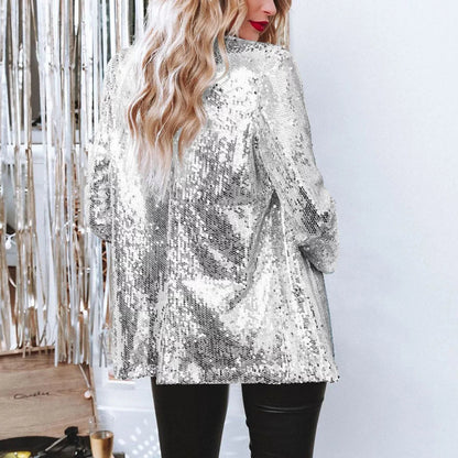 Liora | Women Tailored Sequin Button Closure Elegant Blazer 3