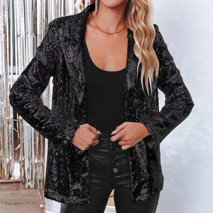 Liora | Women Tailored Sequin Button Closure Elegant Blazer 4