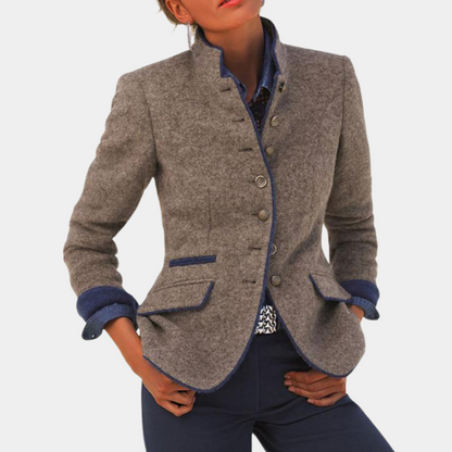 Liora | Women Tailored Fit Button Front Classic Lapel Blazer with Functional Pockets 1