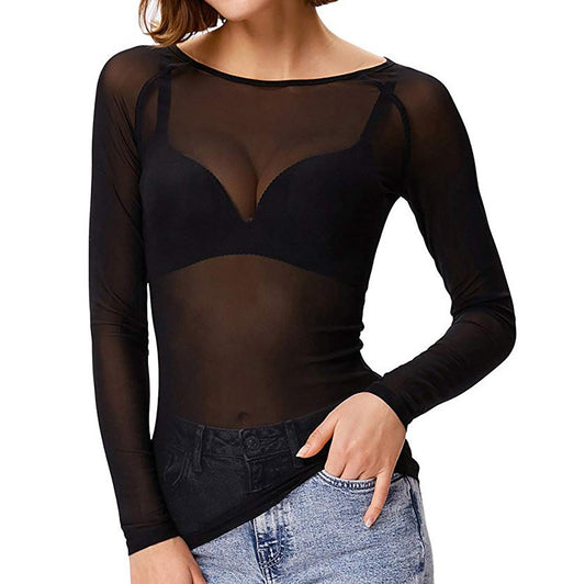 Luna | Women’s Flattering Long Sleeve Mesh Blouse 1