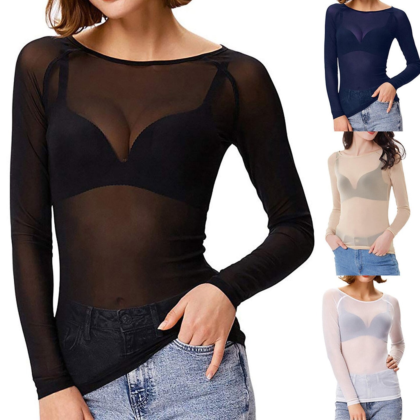 Luna | Women’s Flattering Long Sleeve Mesh Blouse 6