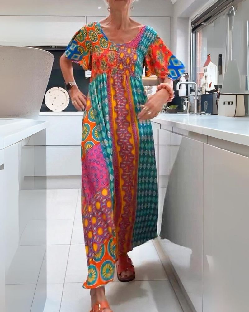 Boho Floral A-Line Maxi Dress for Festivals | Mira 1