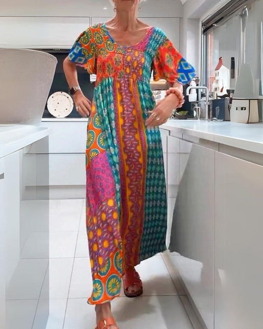 Boho Floral A-Line Maxi Dress for Festivals | Mira 1